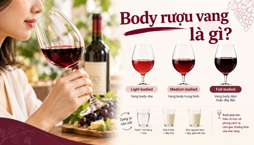 Các mức độ body của rượu vang