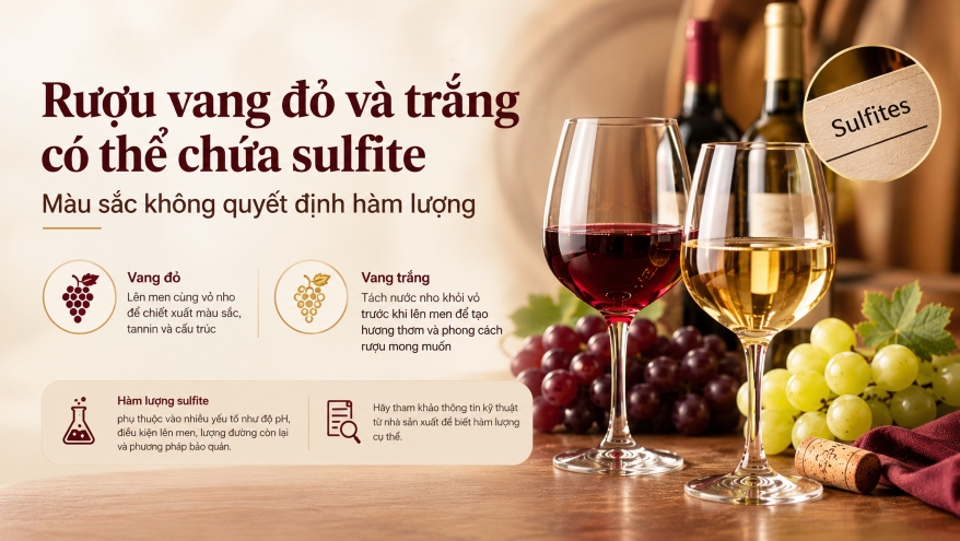 Hàm lượng sulfite trong rượu vang đỏ và rượu vang trắng