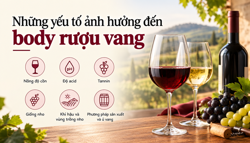 Những yếu tố ảnh hưởng tới body rượu vang